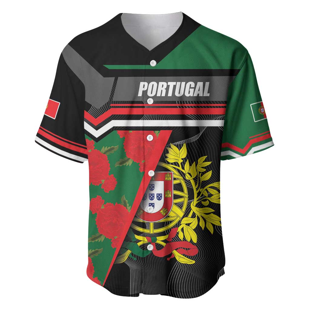 Personalized Portugal Coat of Arms with Carnation Baseball Jersey Portuguese Bandeira Verde-Rubra