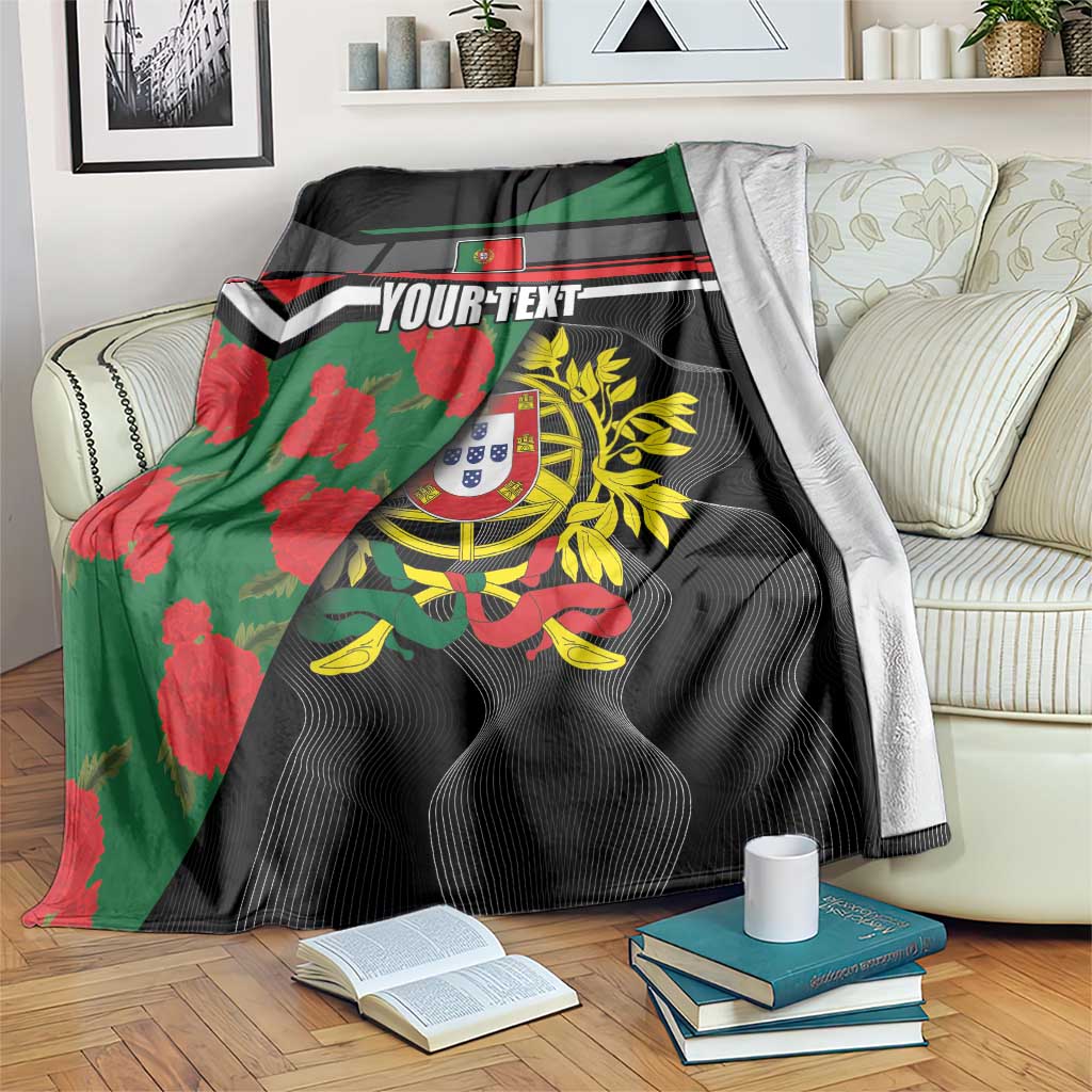 Personalized Portugal Coat of Arms with Carnation Blanket Portuguese Bandeira Verde-Rubra