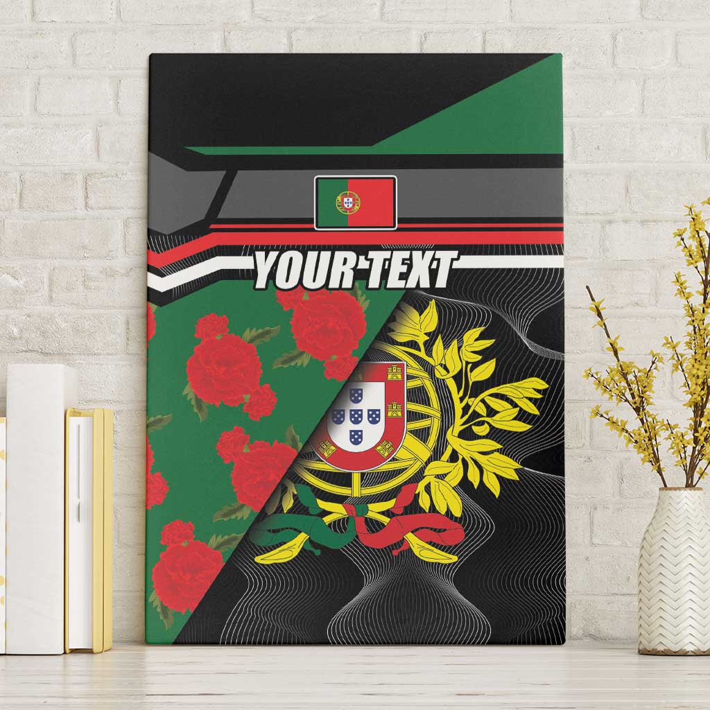 Personalized Portugal Coat of Arms with Carnation Canvas Wall Art Portuguese Bandeira Verde-Rubra