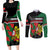 Personalized Portugal Coat of Arms with Carnation Couples Matching Long Sleeve Bodycon Dress and Long Sleeve Button Shirt Portuguese Bandeira Verde-Rubra