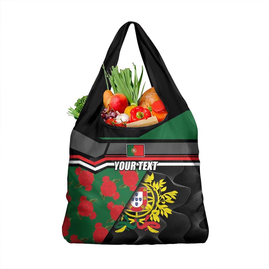 Personalized Portugal Coat of Arms with Carnation Grocery Bag Portuguese Bandeira Verde-Rubra