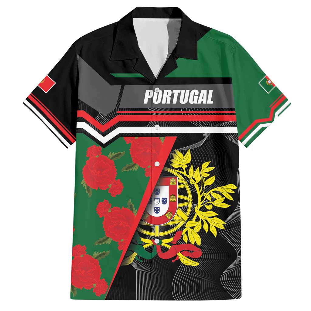 Personalized Portugal Coat of Arms with Carnation Hawaiian Shirt Portuguese Bandeira Verde-Rubra