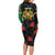 Personalized Portugal Coat of Arms with Carnation Long Sleeve Bodycon Dress Portuguese Bandeira Verde-Rubra