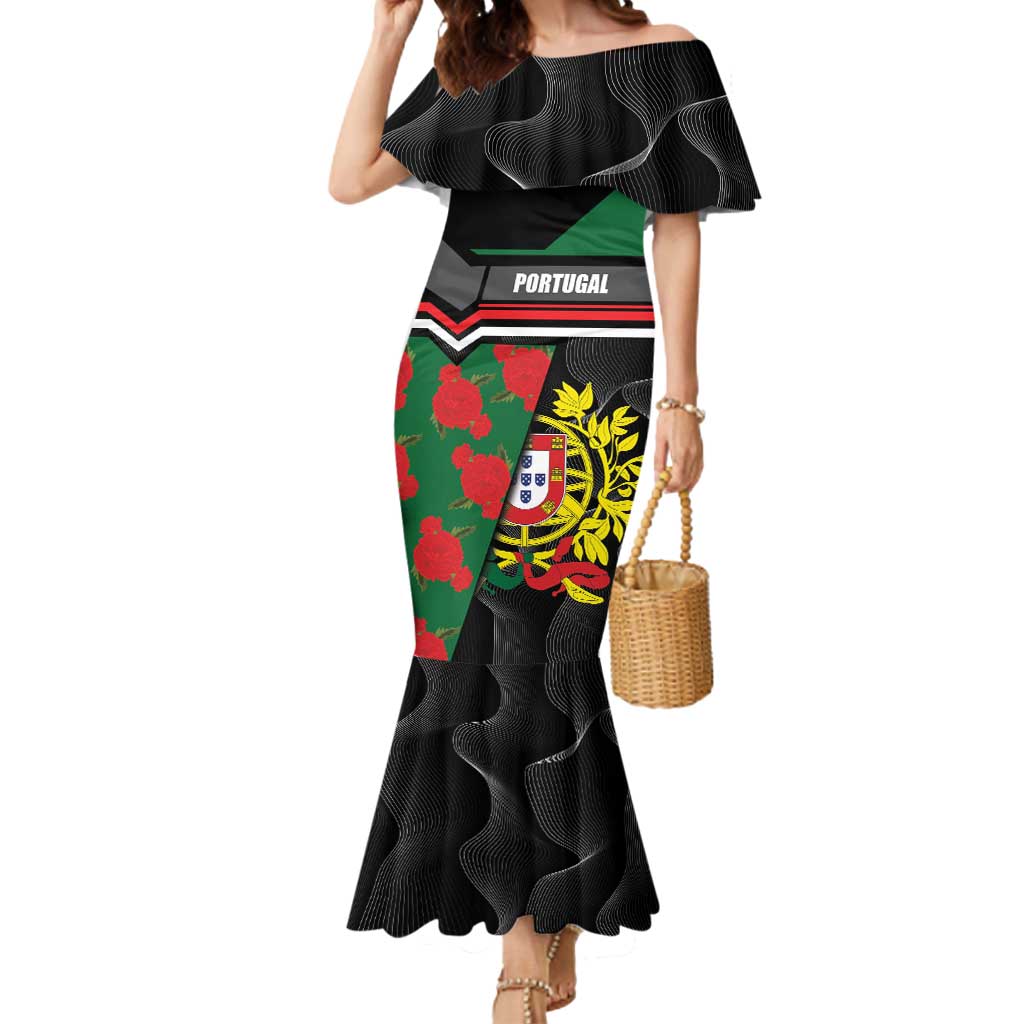 Personalized Portugal Coat of Arms with Carnation Mermaid Dress Portuguese Bandeira Verde-Rubra