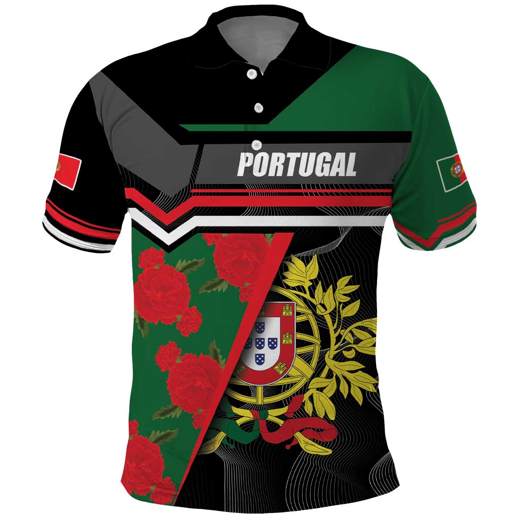 Personalized Portugal Coat of Arms with Carnation Polo Shirt Portuguese Bandeira Verde-Rubra