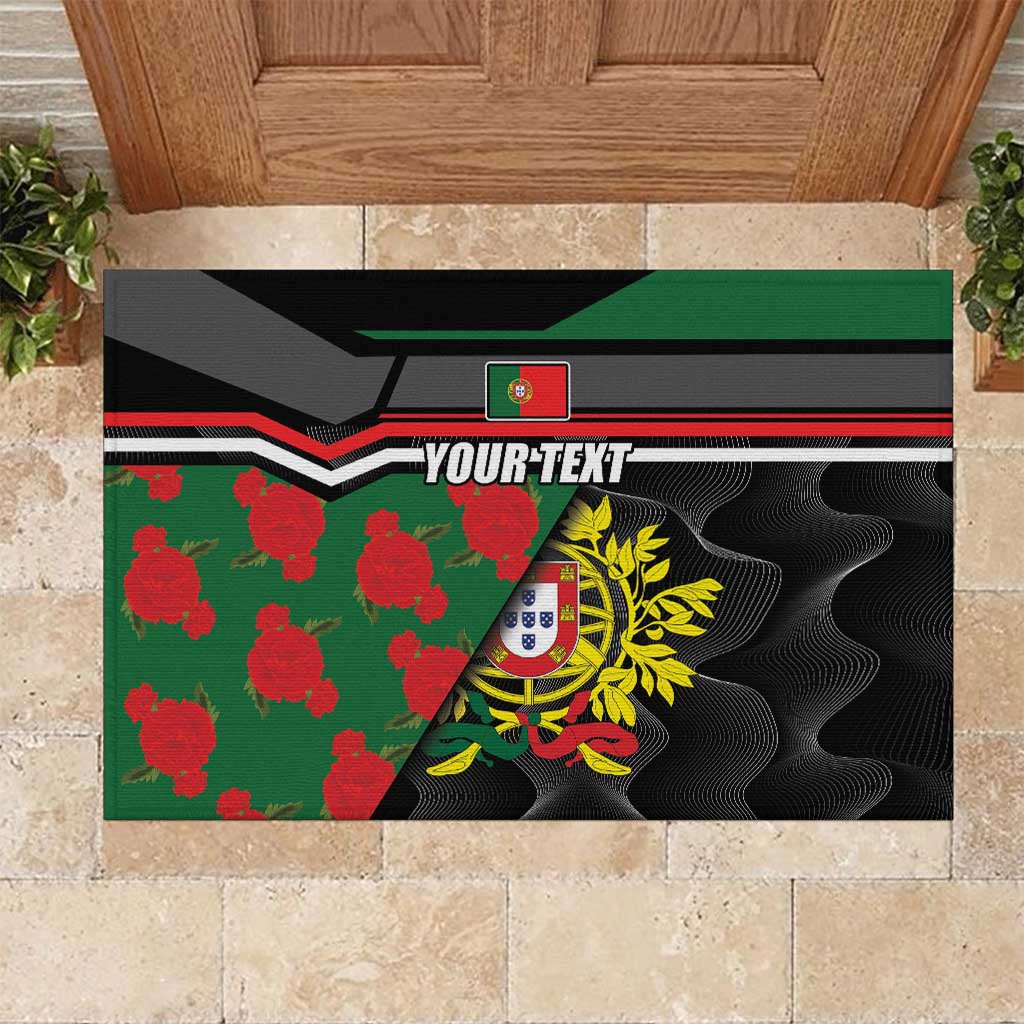 Personalized Portugal Coat of Arms with Carnation Rubber Doormat Portuguese Bandeira Verde-Rubra