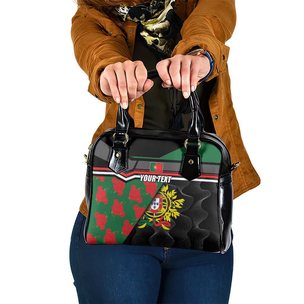 Personalized Portugal Coat of Arms with Carnation Shoulder Handbag Portuguese Bandeira Verde-Rubra