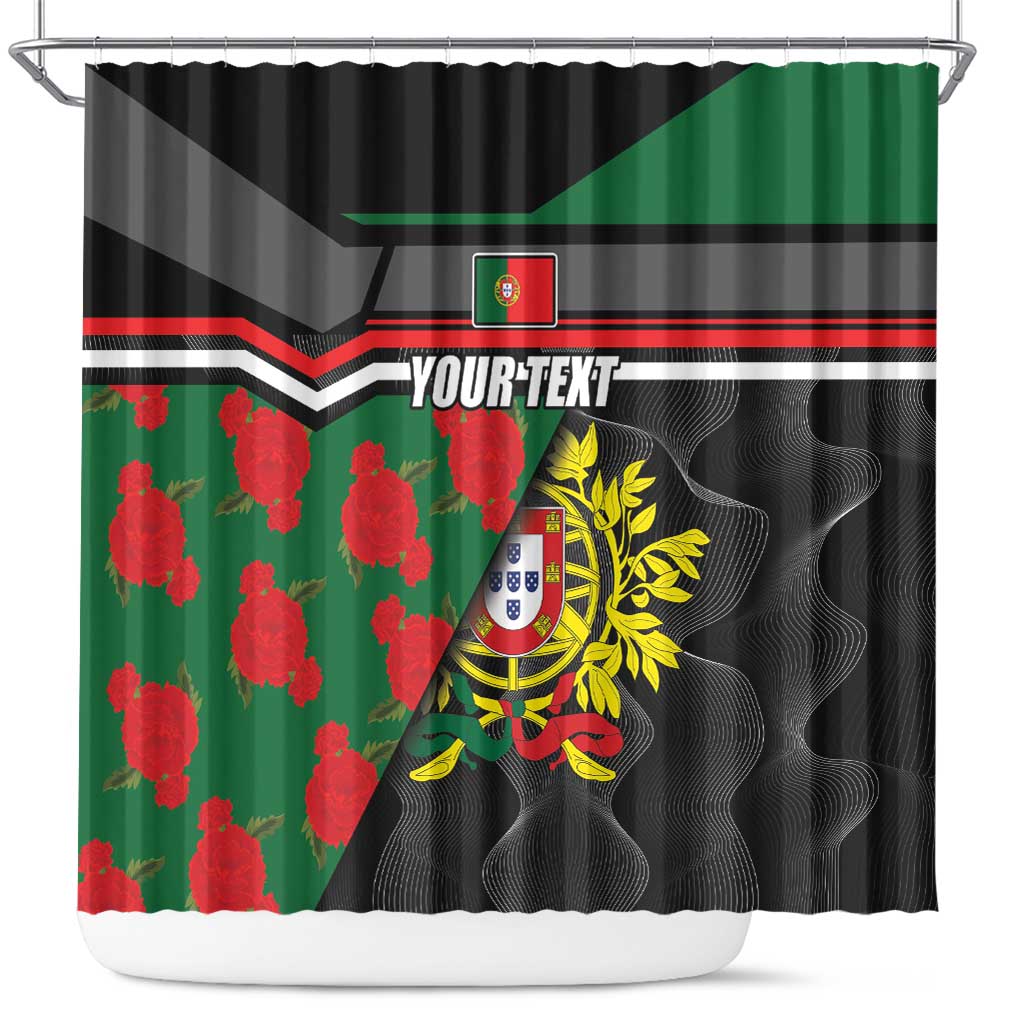 Personalized Portugal Coat of Arms with Carnation Shower Curtain Portuguese Bandeira Verde-Rubra