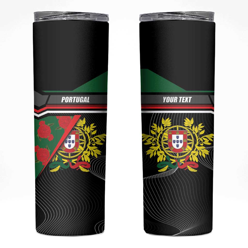 Personalized Portugal Coat of Arms with Carnation Skinny Tumbler Portuguese Bandeira Verde-Rubra