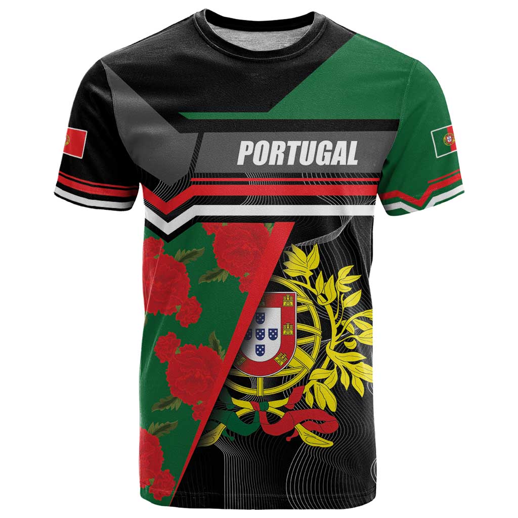 Personalized Portugal Coat of Arms with Carnation T Shirt Portuguese Bandeira Verde-Rubra