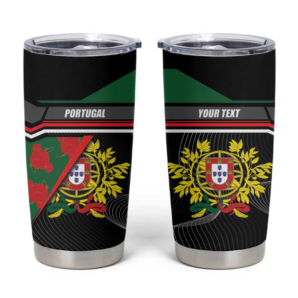 Personalized Portugal Coat of Arms with Carnation Tumbler Cup Portuguese Bandeira Verde-Rubra