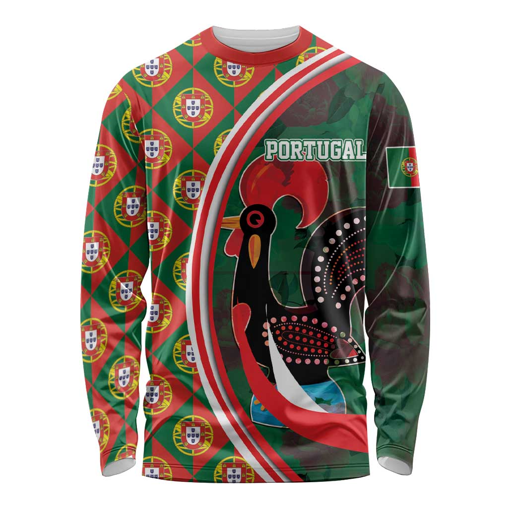 Green long-sleeve shirt with Portugal rooster graphic and bold PORTUGAL text