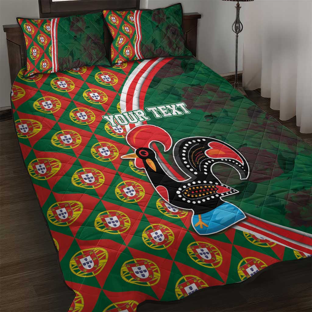 Personalized Portugal Rooster of Barcelos Quilt Bed Set Portuguese Flag