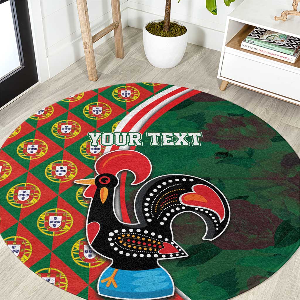 Personalized Portugal Rooster of Barcelos Round Carpet Portuguese Flag