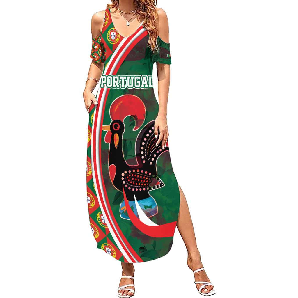 Personalized Portugal Rooster of Barcelos Summer Maxi Dress Portuguese Flag