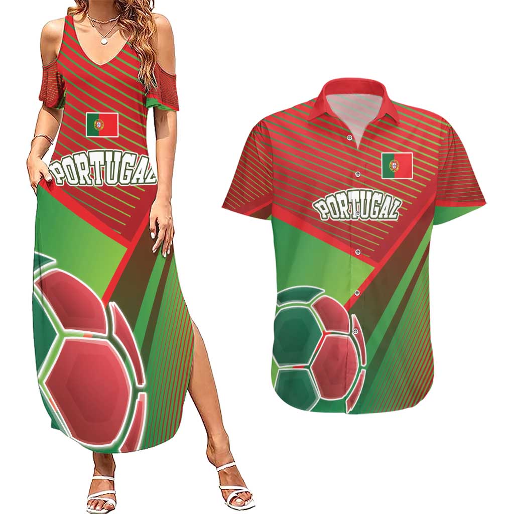 Custom Portugal Football Go Champions Couples Matching Summer Maxi Dress and Hawaiian Shirt Sporty Style