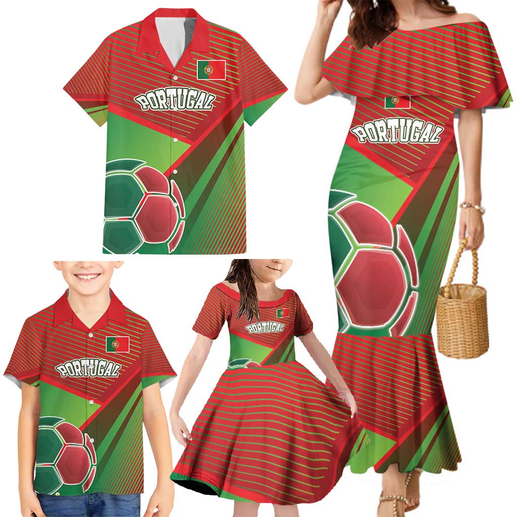 Custom Portugal Football Go Champions Family Matching Mermaid Dress and Hawaiian Shirt Sporty Style