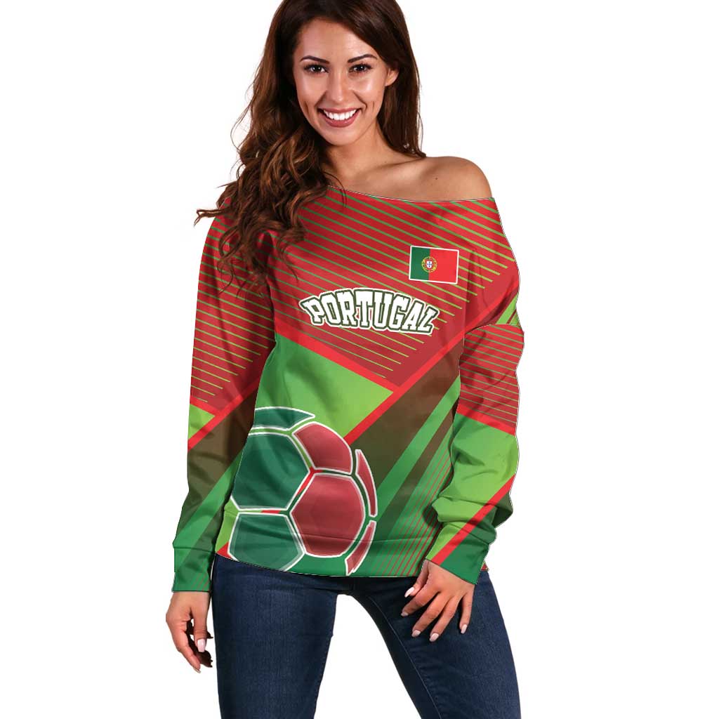 Custom Portugal Football Go Champions Off Shoulder Sweater Sporty Style