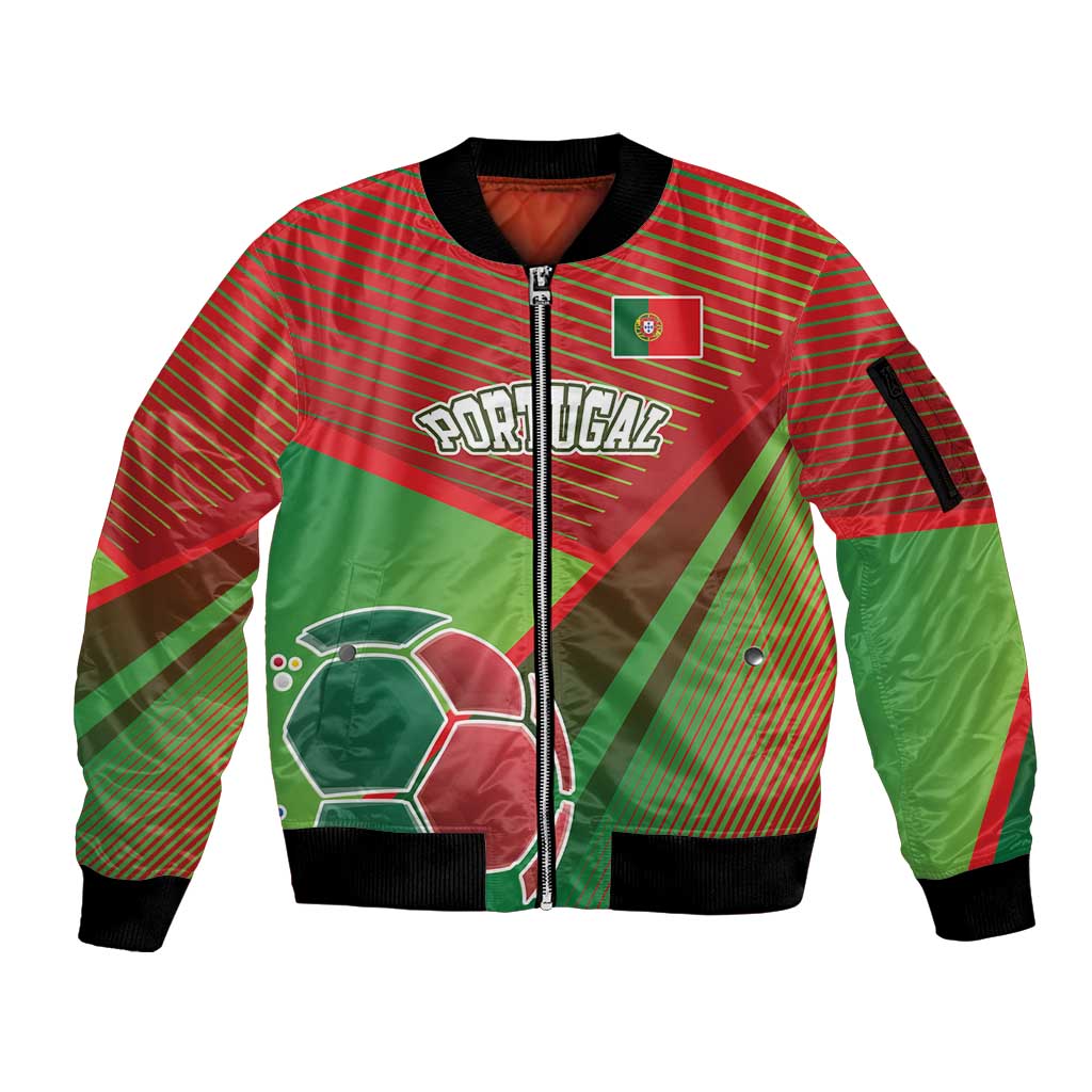 Custom Portugal Football Go Champions Sleeve Zip Bomber Jacket Sporty Style