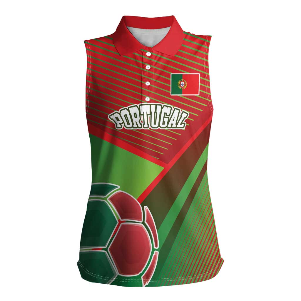 Custom Portugal Football Go Champions Women Sleeveless Polo Shirt Sporty Style