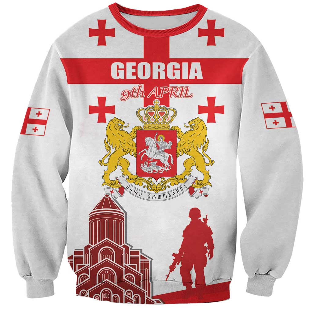 Personalized Georgia National Unity Day Sweatshirt 9th April with Coat of Arms and Flag
