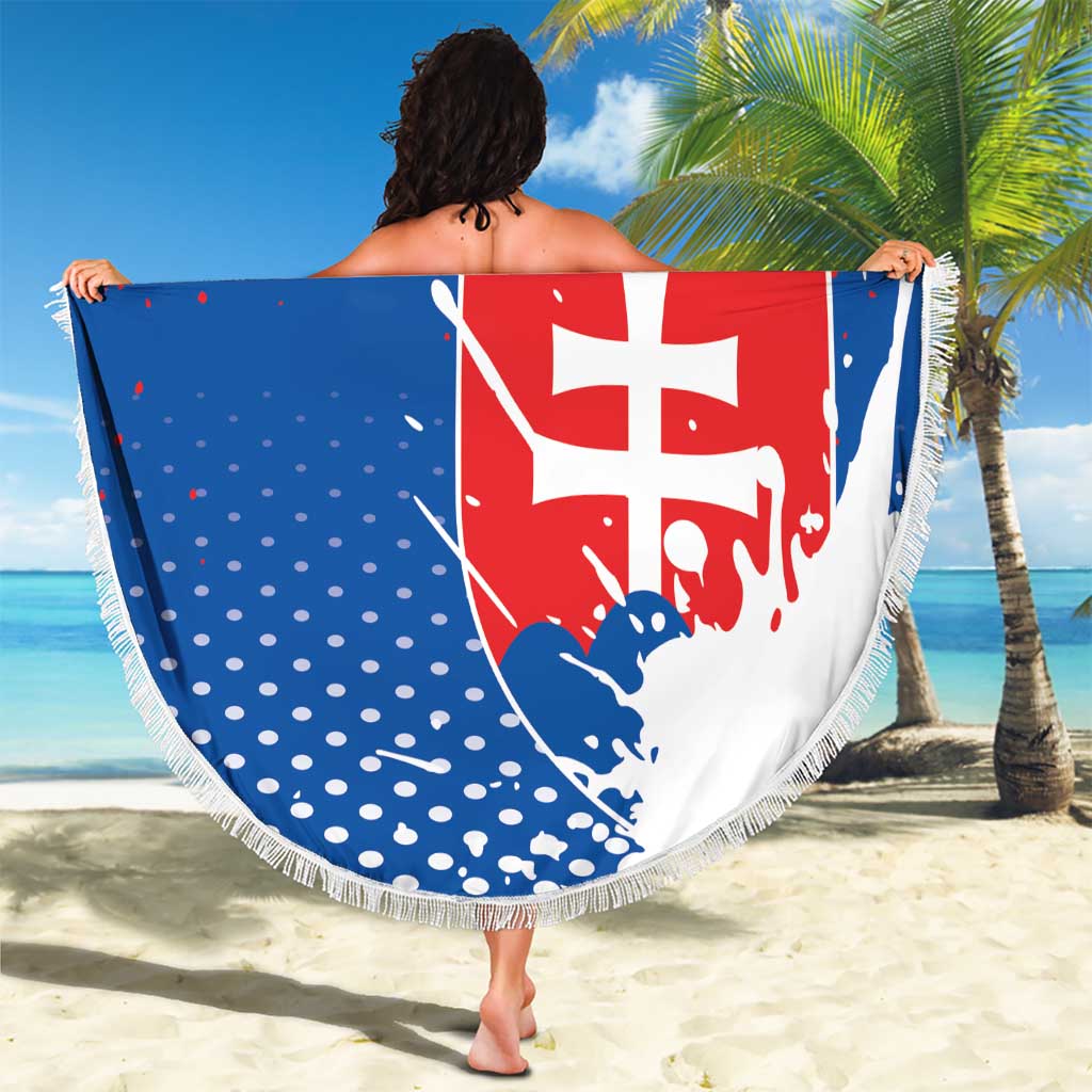 Personalized Slovakia Coat of Arms Beach Blanket Map Flag Style