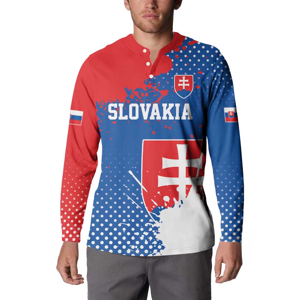 Personalized Slovakia Coat of Arms Button Sweatshirt Map Flag Style