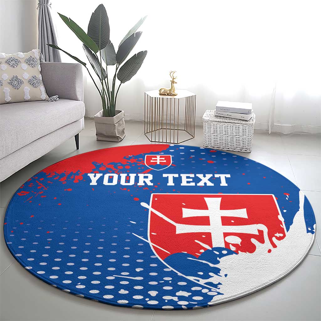 Personalized Slovakia Coat of Arms Round Carpet Map Flag Style