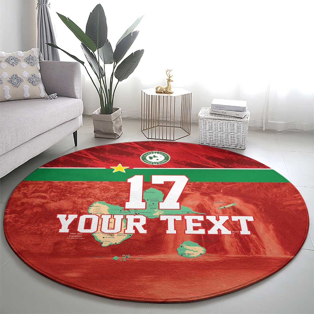 Custom Guadelope Football Round Carpet Basse Terre Red Style