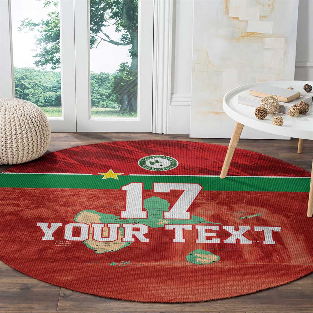 Custom Guadelope Football Round Carpet Basse Terre Red Style