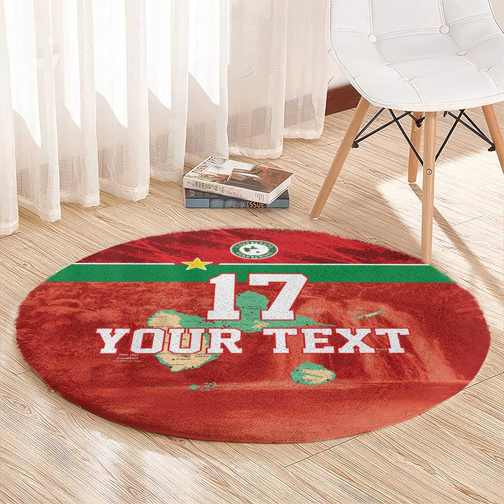 Custom Guadelope Football Round Carpet Basse Terre Red Style