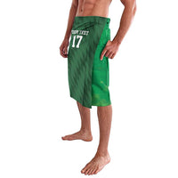Green lavalava skirt with YOUR TEXT and #17, wrap-style drape