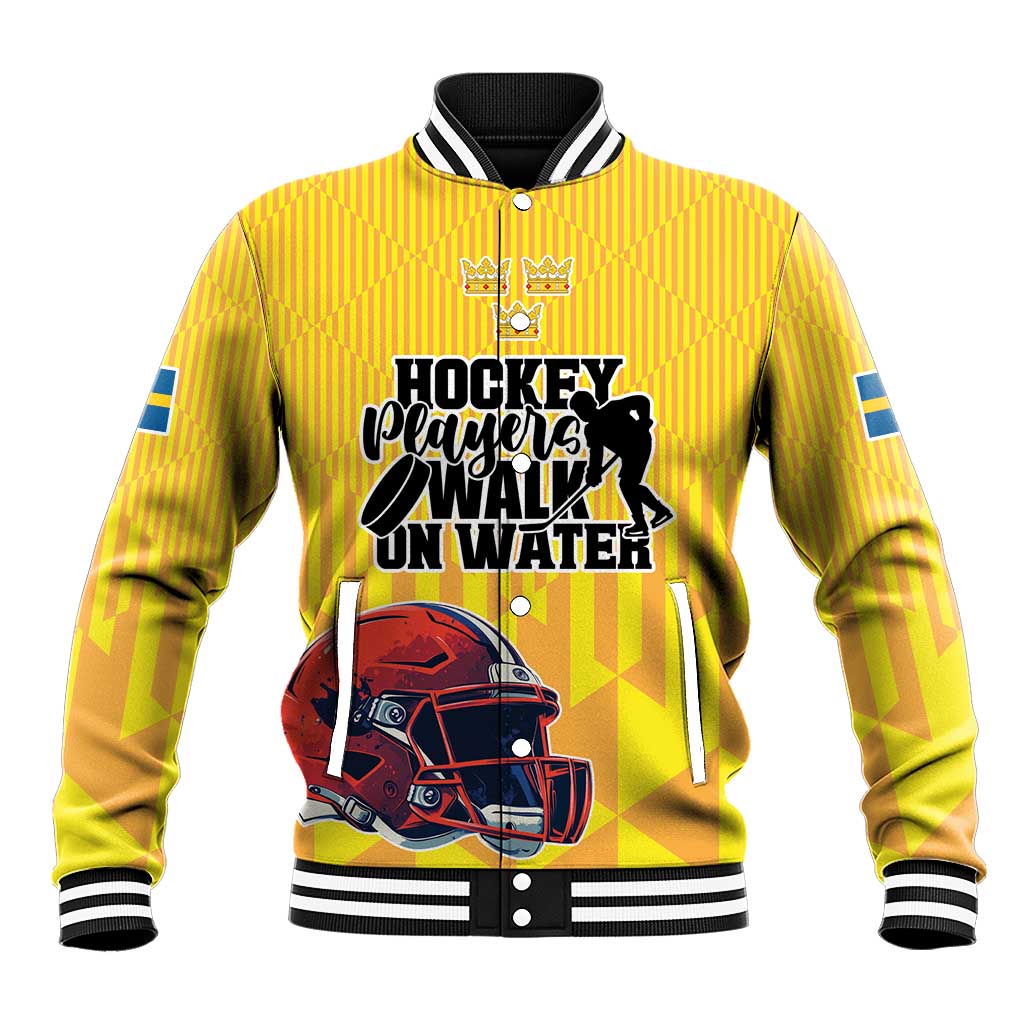 Custom Sweden Ice Hokey Go Champions Baseball Jacket Gold Style