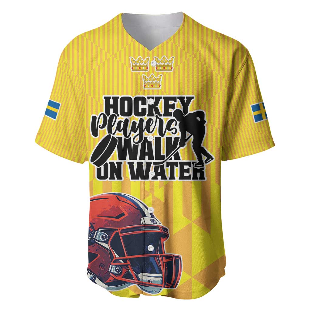 Custom Sweden Ice Hokey Go Champions Baseball Jersey Gold Style