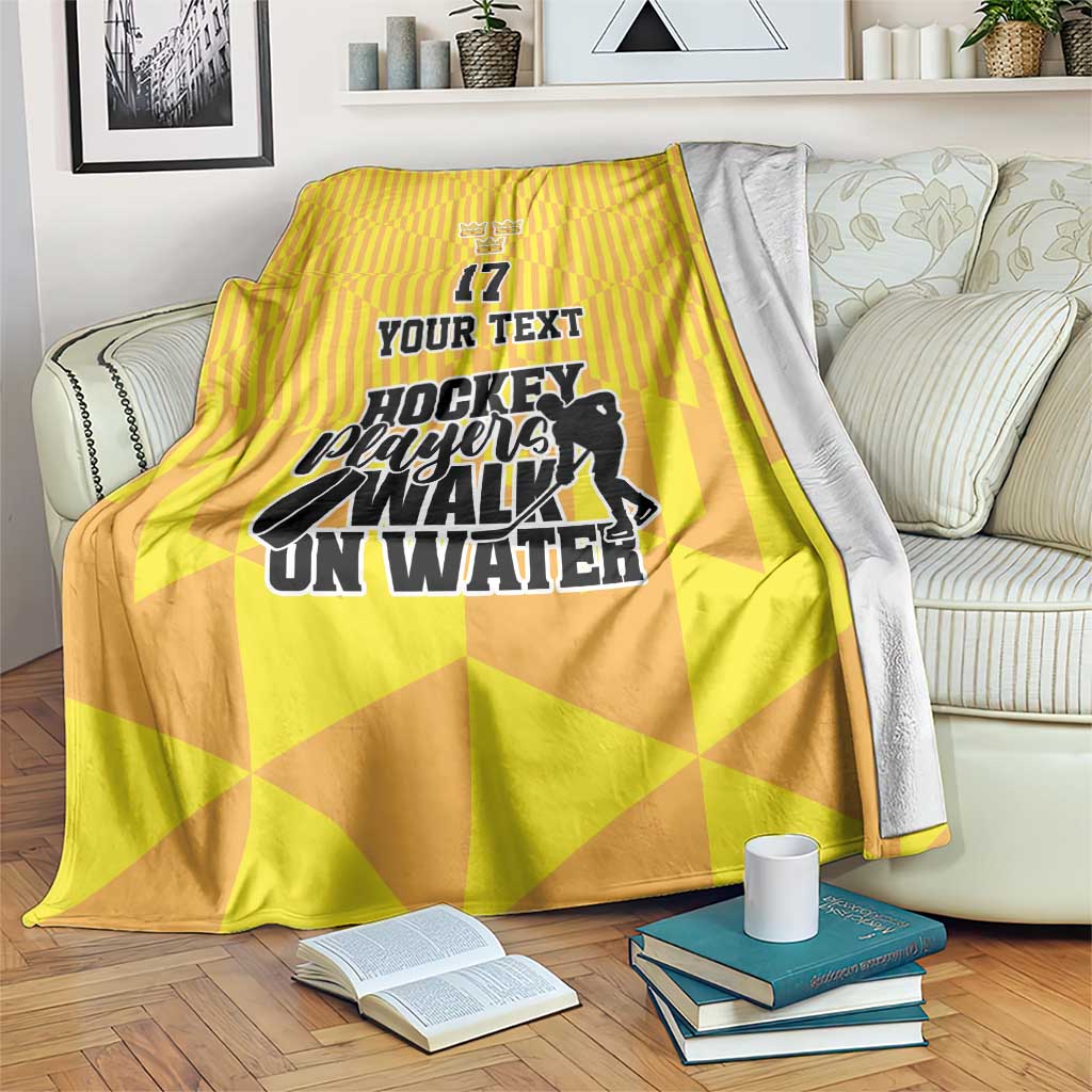 Custom Sweden Ice Hokey Go Champions Blanket Gold Style