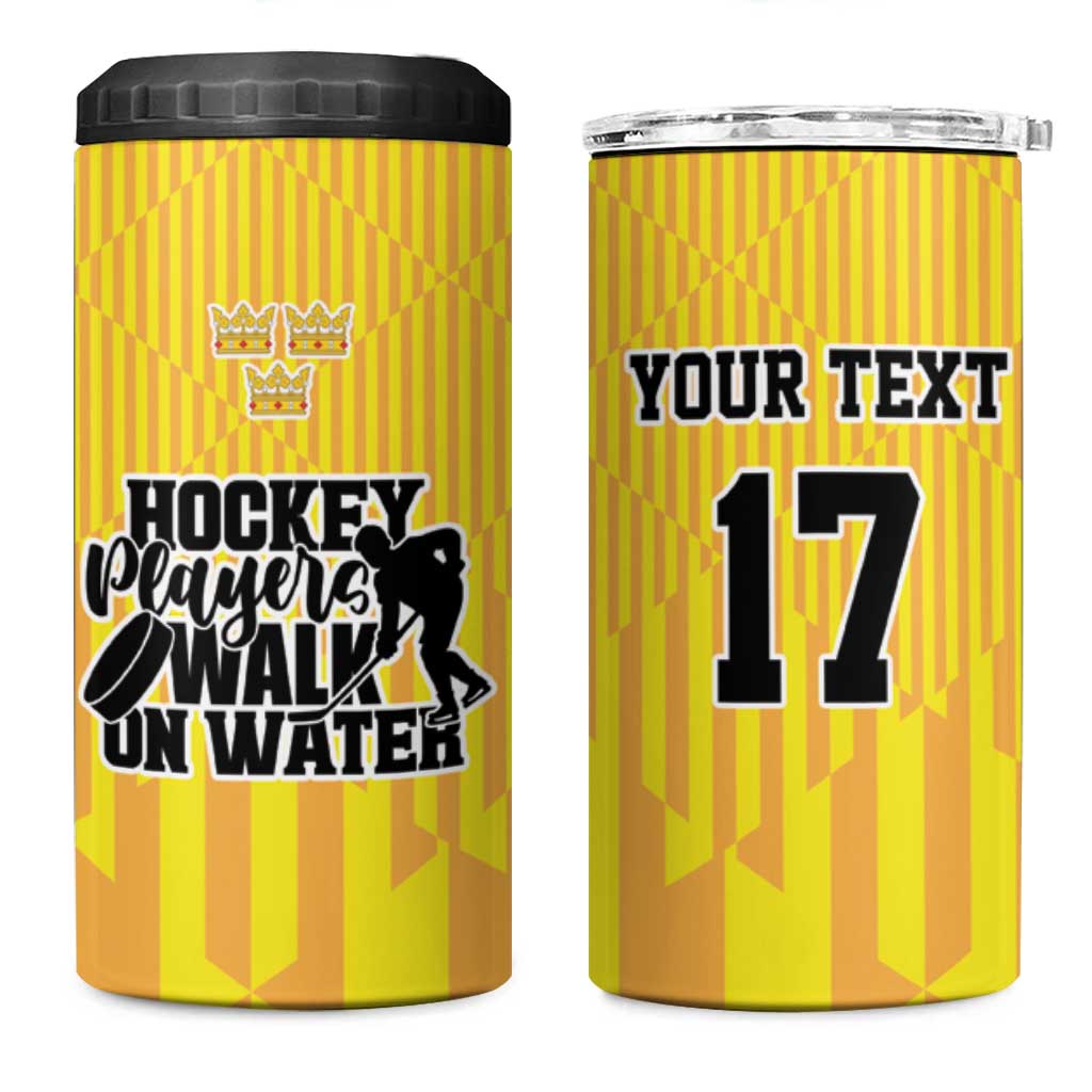 Custom Sweden Ice Hokey Go Champions 4 in 1 Can Cooler Tumbler Gold Style