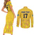 Custom Sweden Ice Hokey Go Champions Couples Matching Short Sleeve Bodycon Dress and Long Sleeve Button Shirt Gold Style