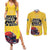 Custom Sweden Ice Hokey Go Champions Couples Matching Summer Maxi Dress and Long Sleeve Button Shirt Gold Style