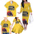 Custom Sweden Ice Hokey Go Champions Family Matching Off The Shoulder Long Sleeve Dress and Hawaiian Shirt Gold Style