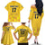 Custom Sweden Ice Hokey Go Champions Family Matching Off The Shoulder Long Sleeve Dress and Hawaiian Shirt Gold Style