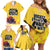 Custom Sweden Ice Hokey Go Champions Family Matching Off Shoulder Short Dress and Hawaiian Shirt Gold Style