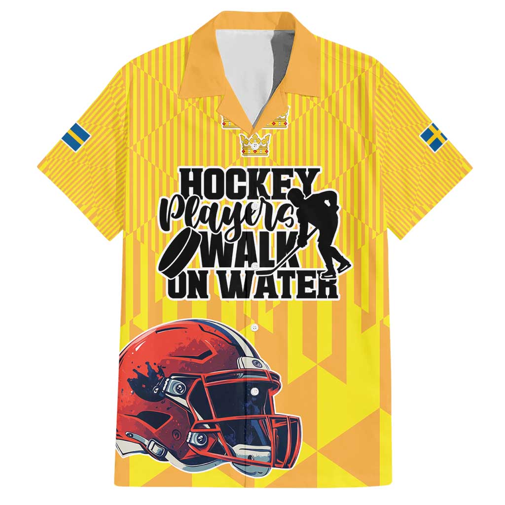 Custom Sweden Ice Hokey Go Champions Hawaiian Shirt Gold Style