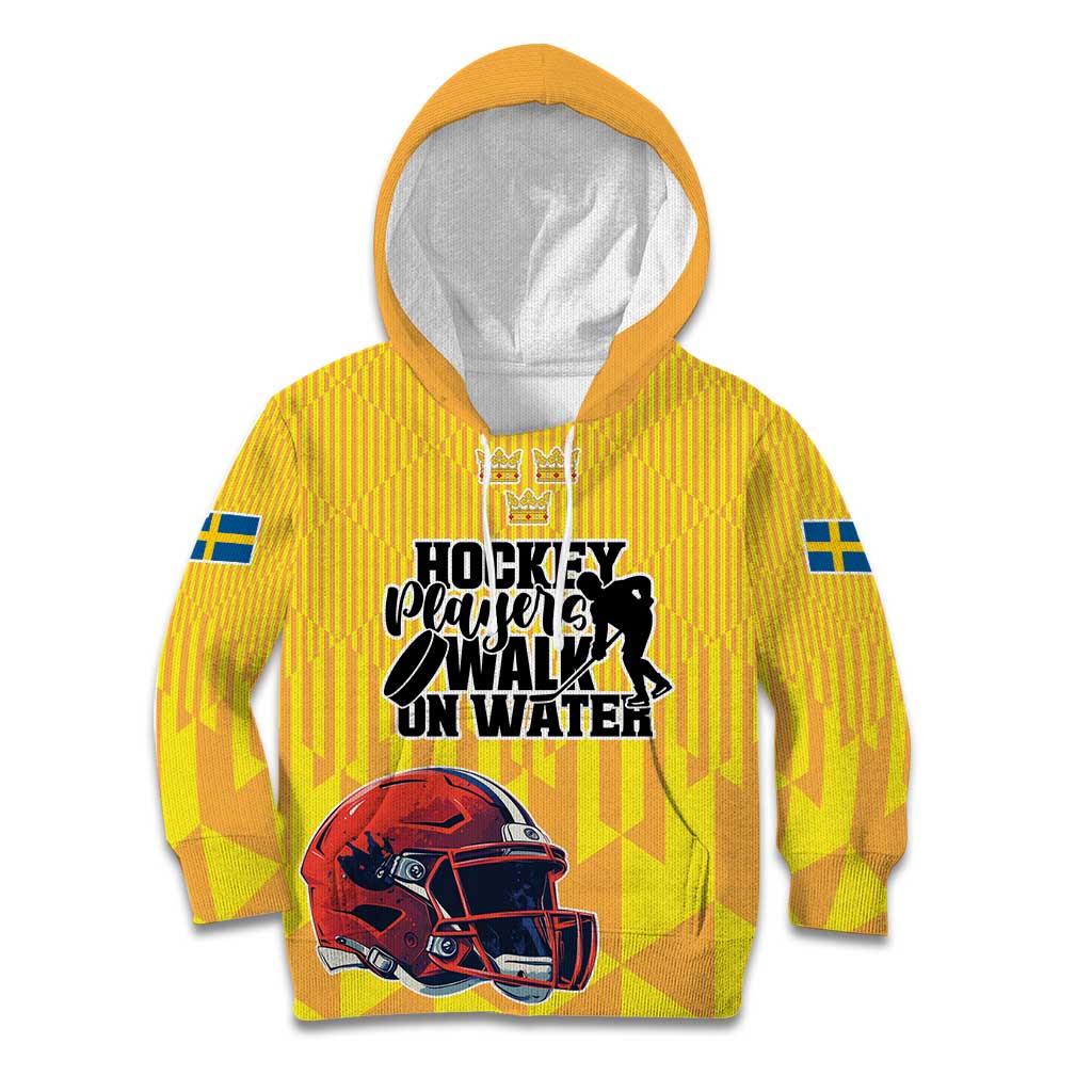 Custom Sweden Ice Hokey Go Champions Kid Hoodie Gold Style