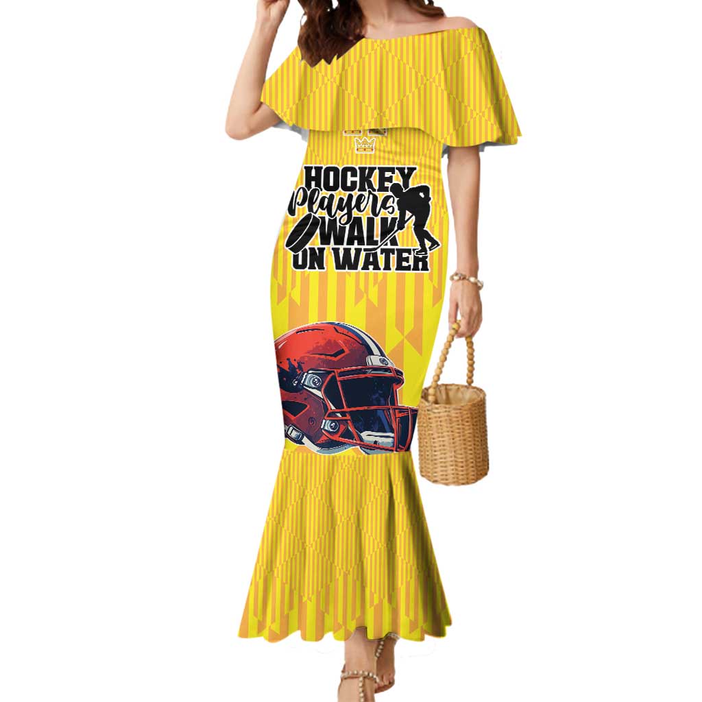 Custom Sweden Ice Hokey Go Champions Mermaid Dress Gold Style