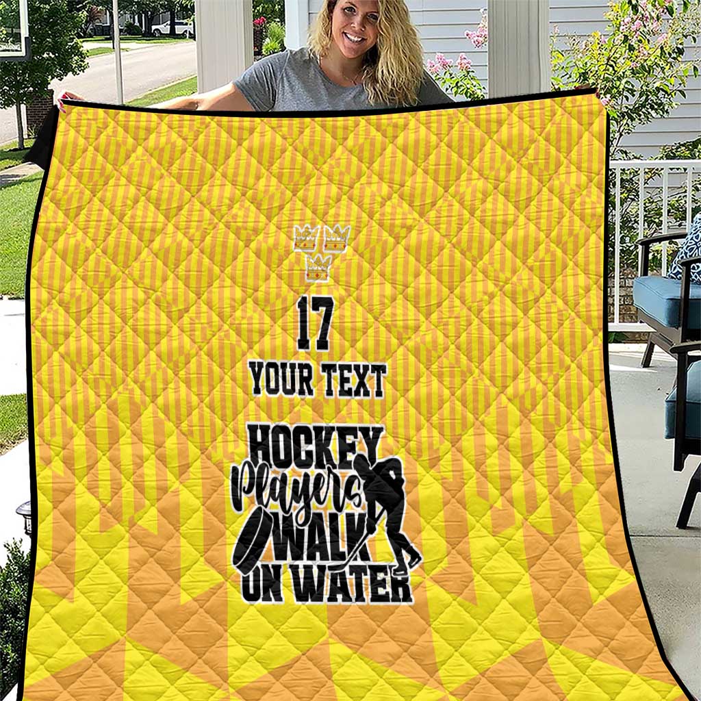 Custom Sweden Ice Hokey Go Champions Quilt Gold Style