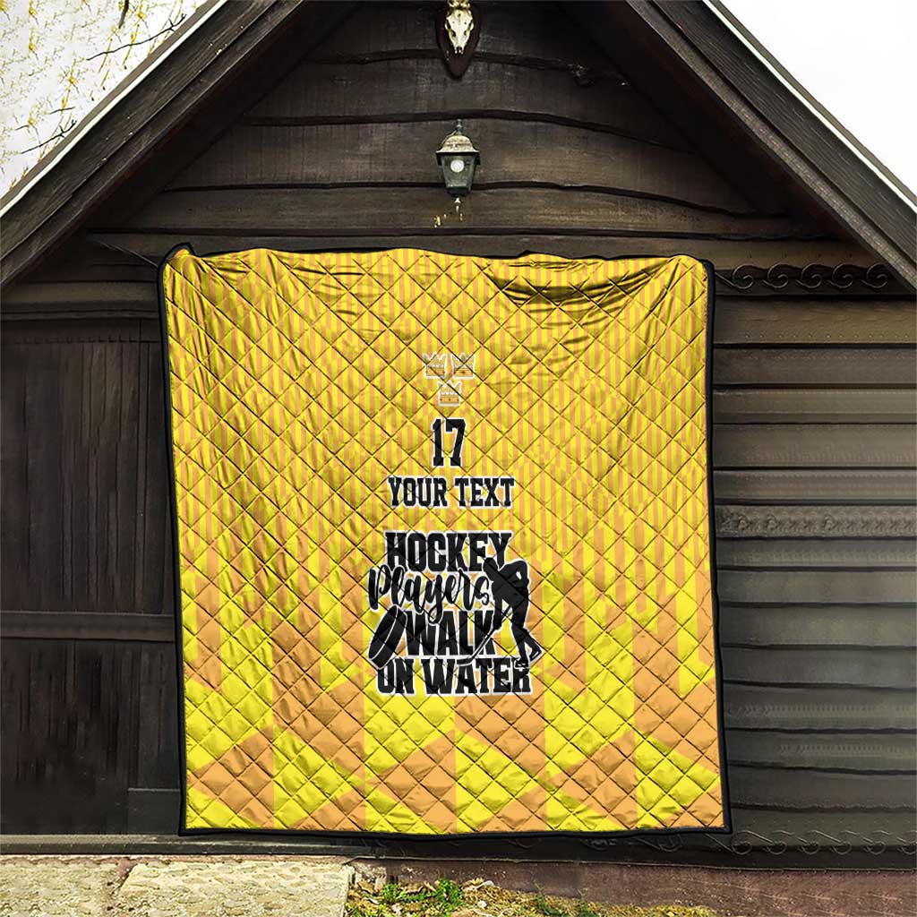 Custom Sweden Ice Hokey Go Champions Quilt Gold Style