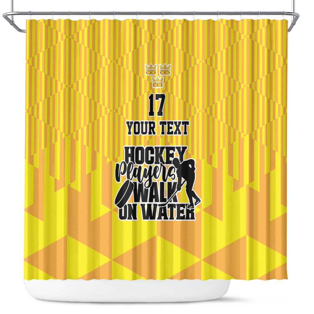 Custom Sweden Ice Hokey Go Champions Shower Curtain Gold Style