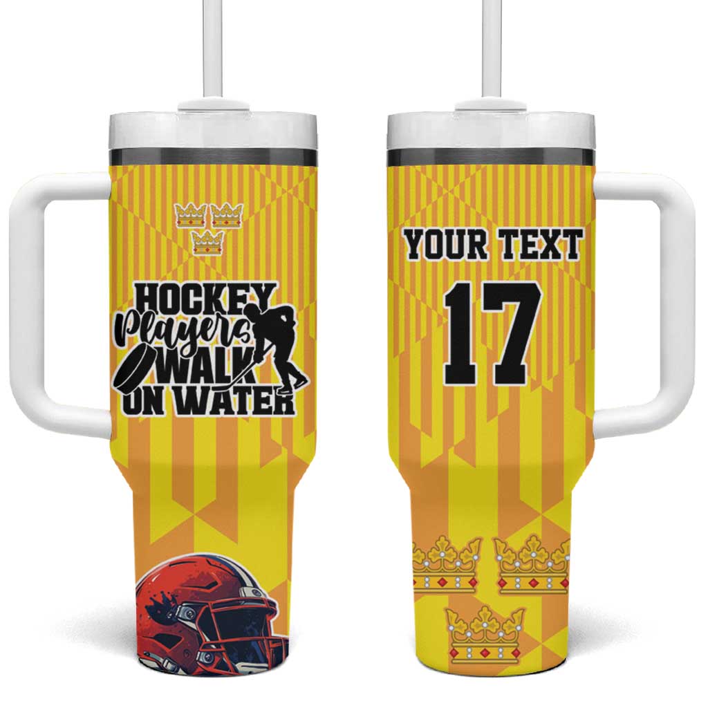 Custom Sweden Ice Hokey Go Champions Tumbler With Handle Gold Style