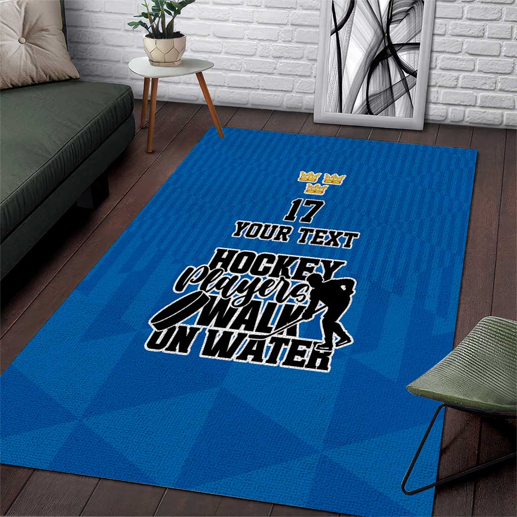 Custom Sweden Ice Hokey Go Champions Area Rug Blue Style