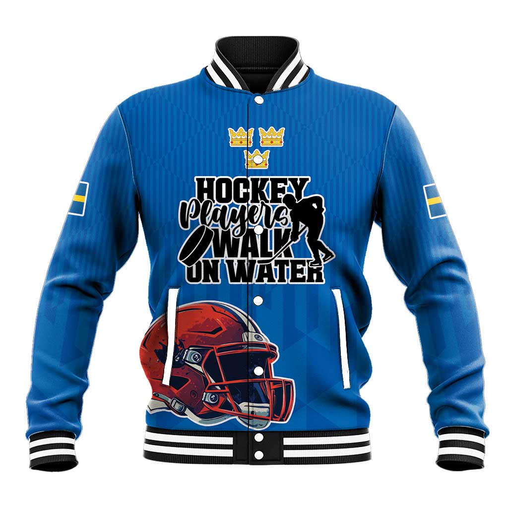 Custom Sweden Ice Hokey Go Champions Baseball Jacket Blue Style